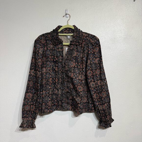 Walter Baker Cameron Mosaic Button Down Blouse Sz M NWT - Picture 2 of 12